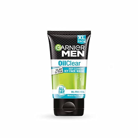 Garnier Men, Face Wash, Balances Oil Level in Skin, OilClear Clay D-Tox, 150 g